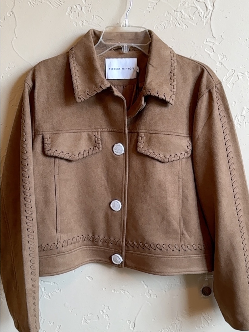 Rebecca Minkoff Brown faux Suede Whipstitch Jacket